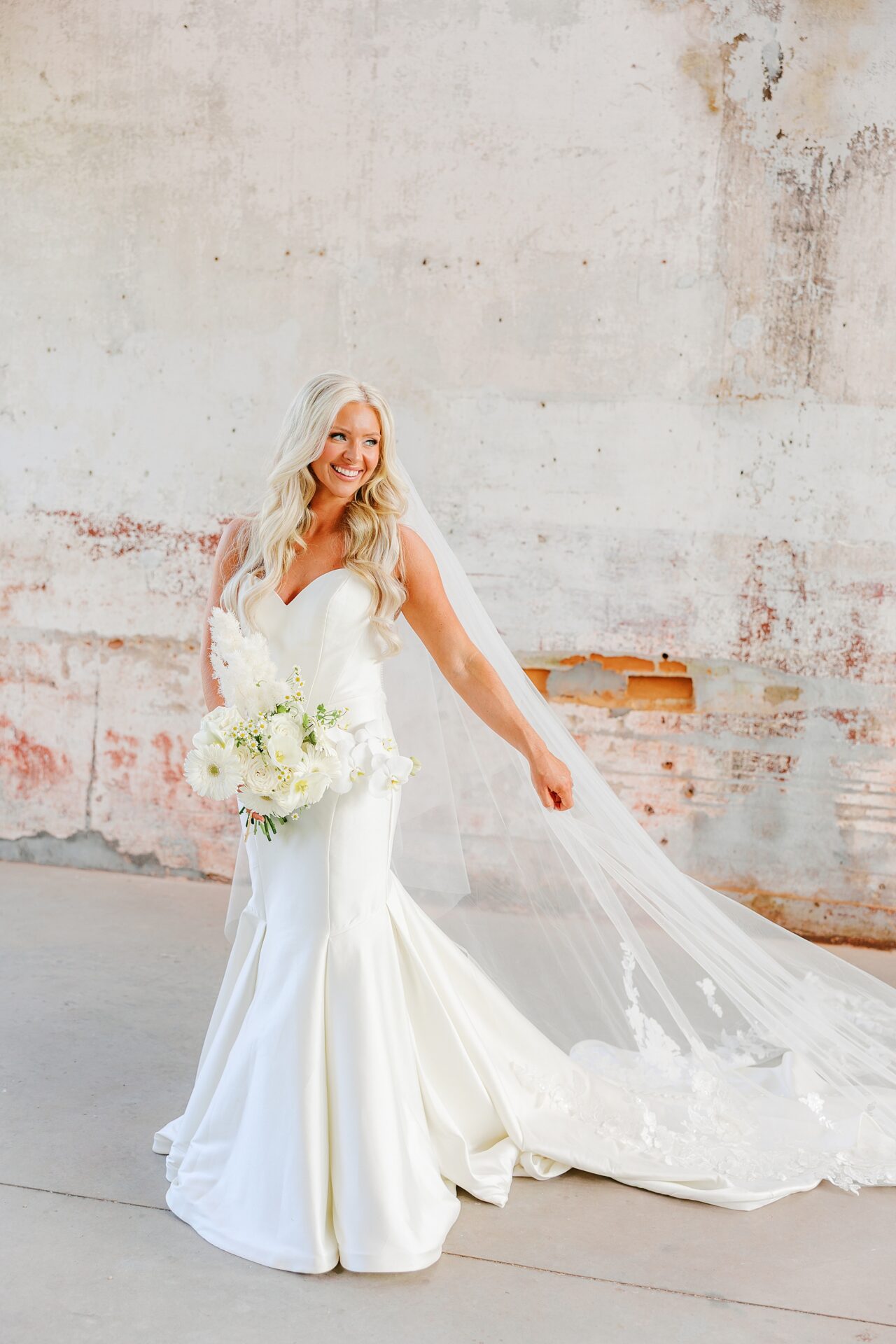 Bridal portrait at the Providence Cotton Mill